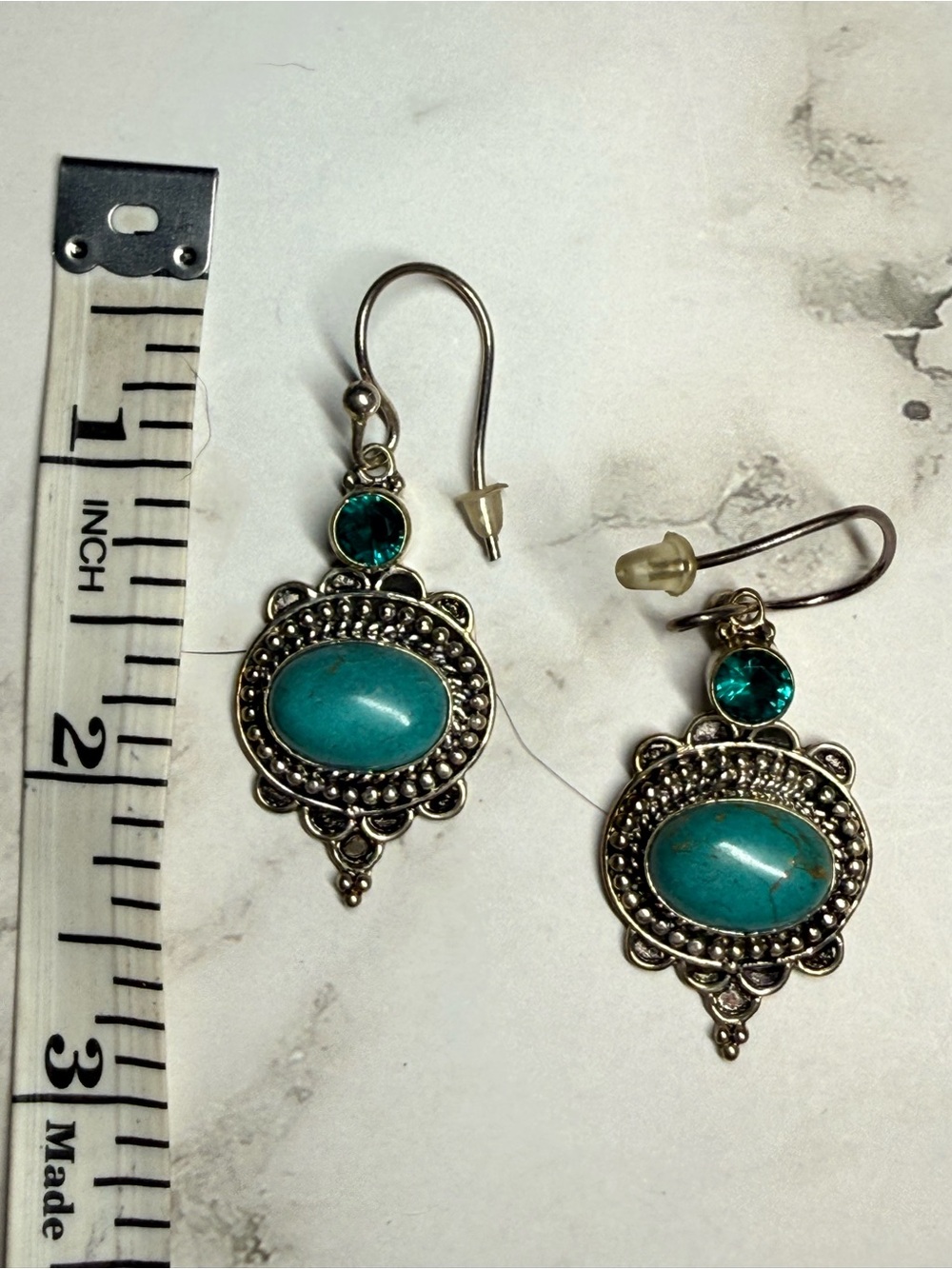 Turquoise and Teal Gemstone Drop Earrings - Women Jewelry